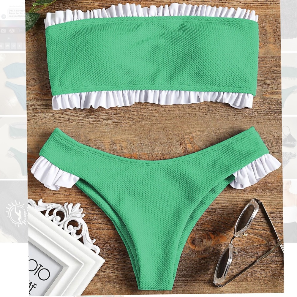 ruffle bandeau bikini set